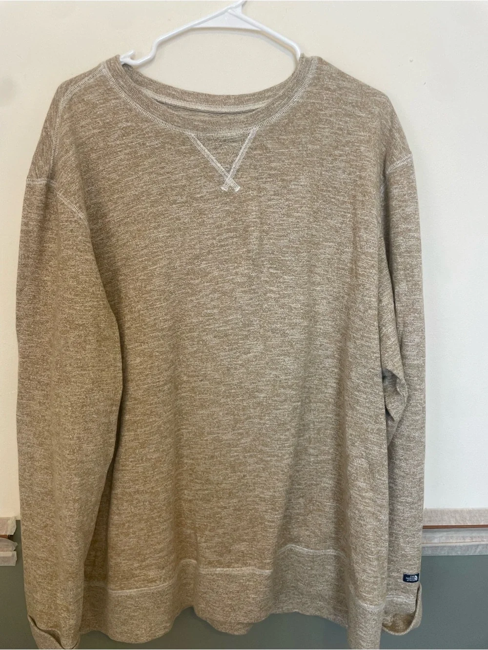 The North Face Mens Heathered Beige Crewneck Sweater Long Sleeve Neutral